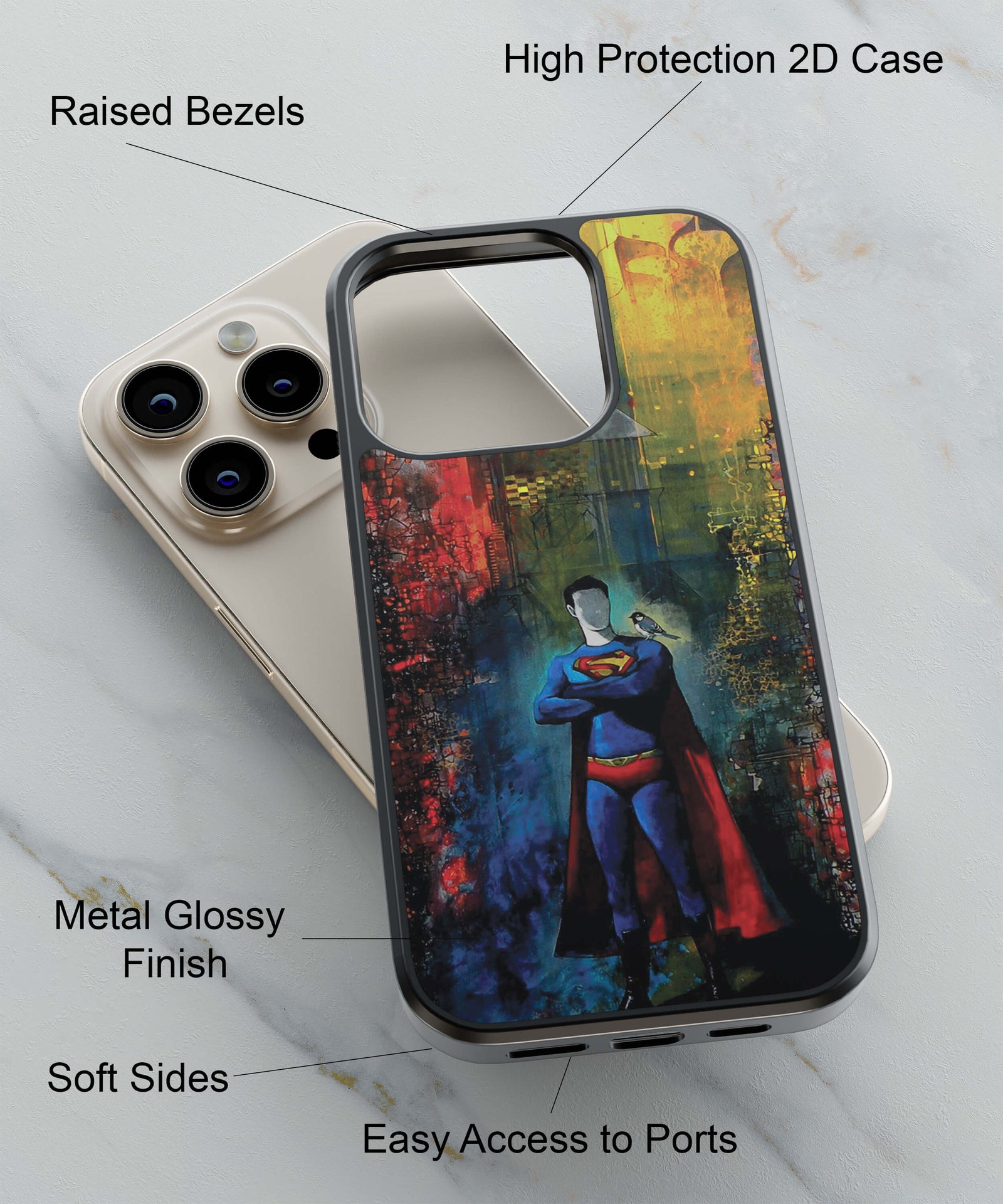 Superman Back Cover for 2D Hybrid TPU And Metal CasePS0002Hybrid Metal TPU-Image 2