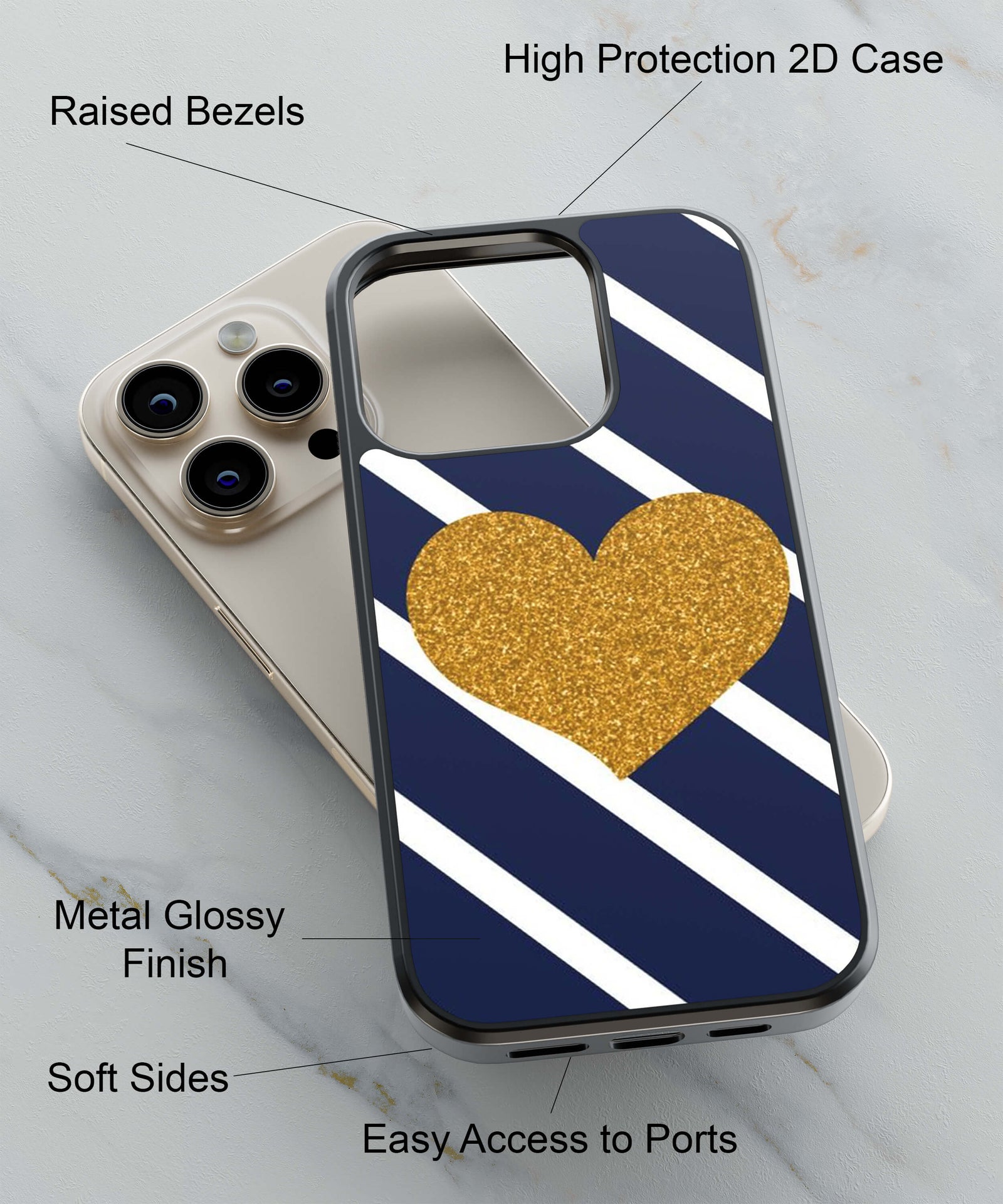 The Heart Back Cover for 2D Hybrid TPU And Metal CaseD1934Hybrid Metal TPU-Image 2