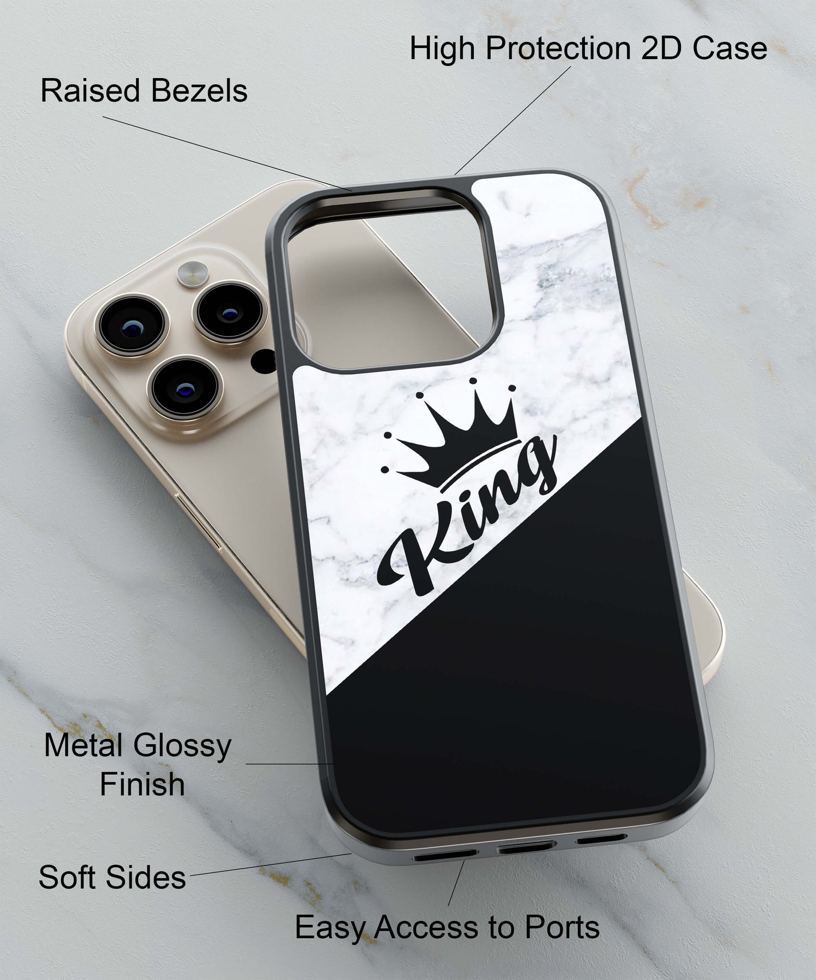 The King Back Cover for 2D Hybrid TPU And Metal CaseAA0056Hybrid Metal TPU-Image 2