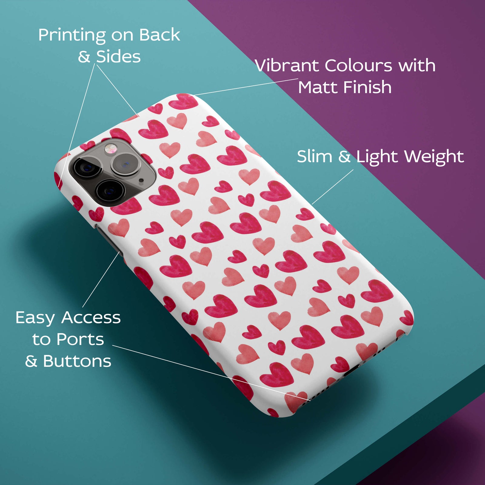 Watercolour Hearts Back Cover for HardPlasticGF0019Hard Plastic-Image 2