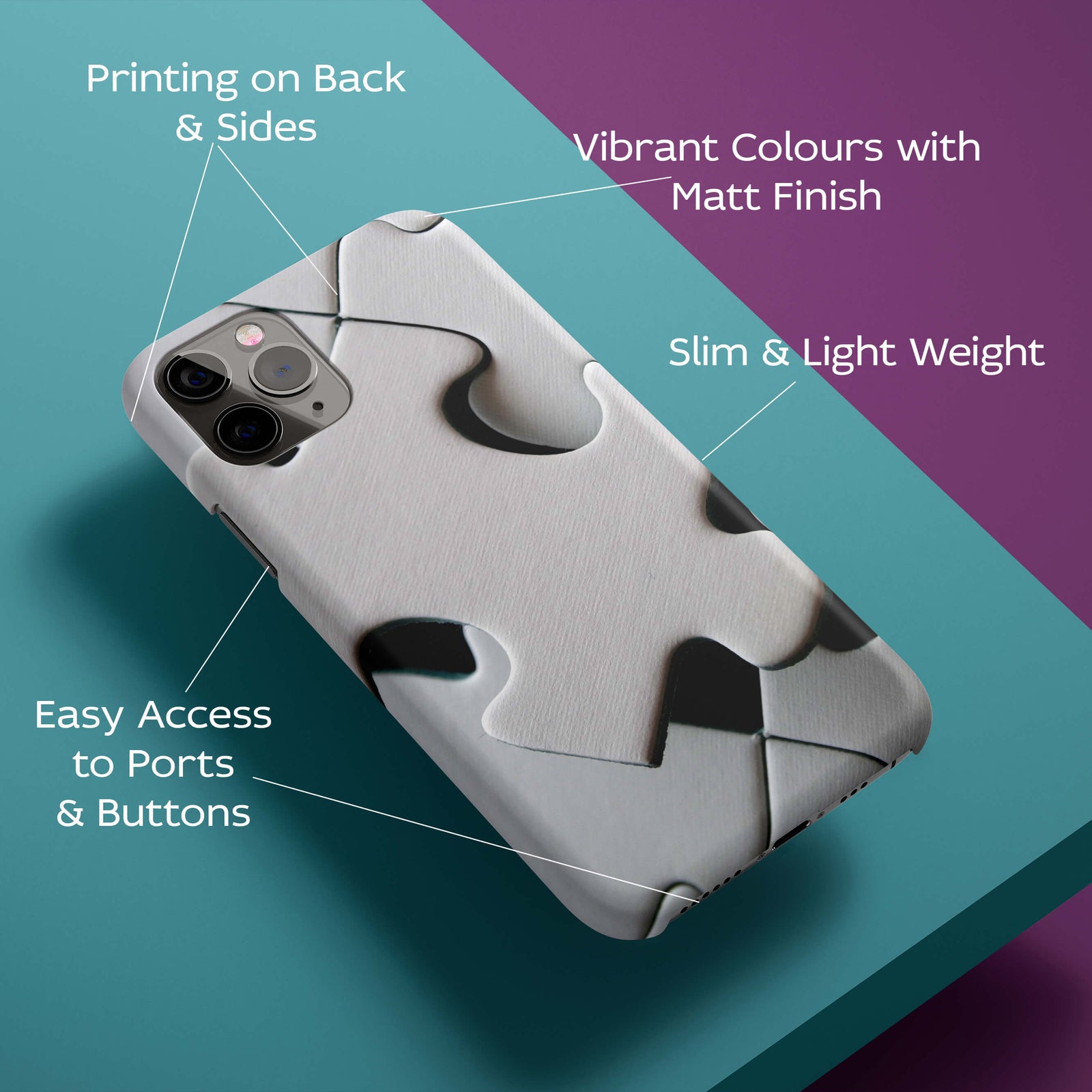 White Stylish Puzzle Back Cover for HardPlasticG0238Hard Plastic-Image 2