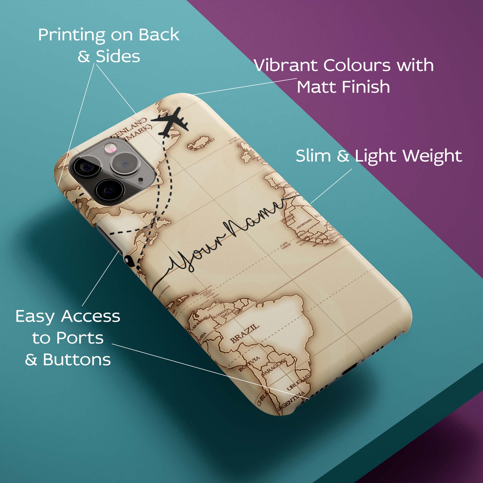 World Map with Name Back Cover for HardPlasticIK5003Hard Plastic-Image 2