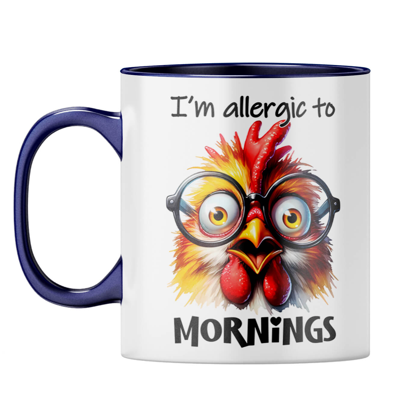 Allergic to Mornings Coffee Mug Dark Blue