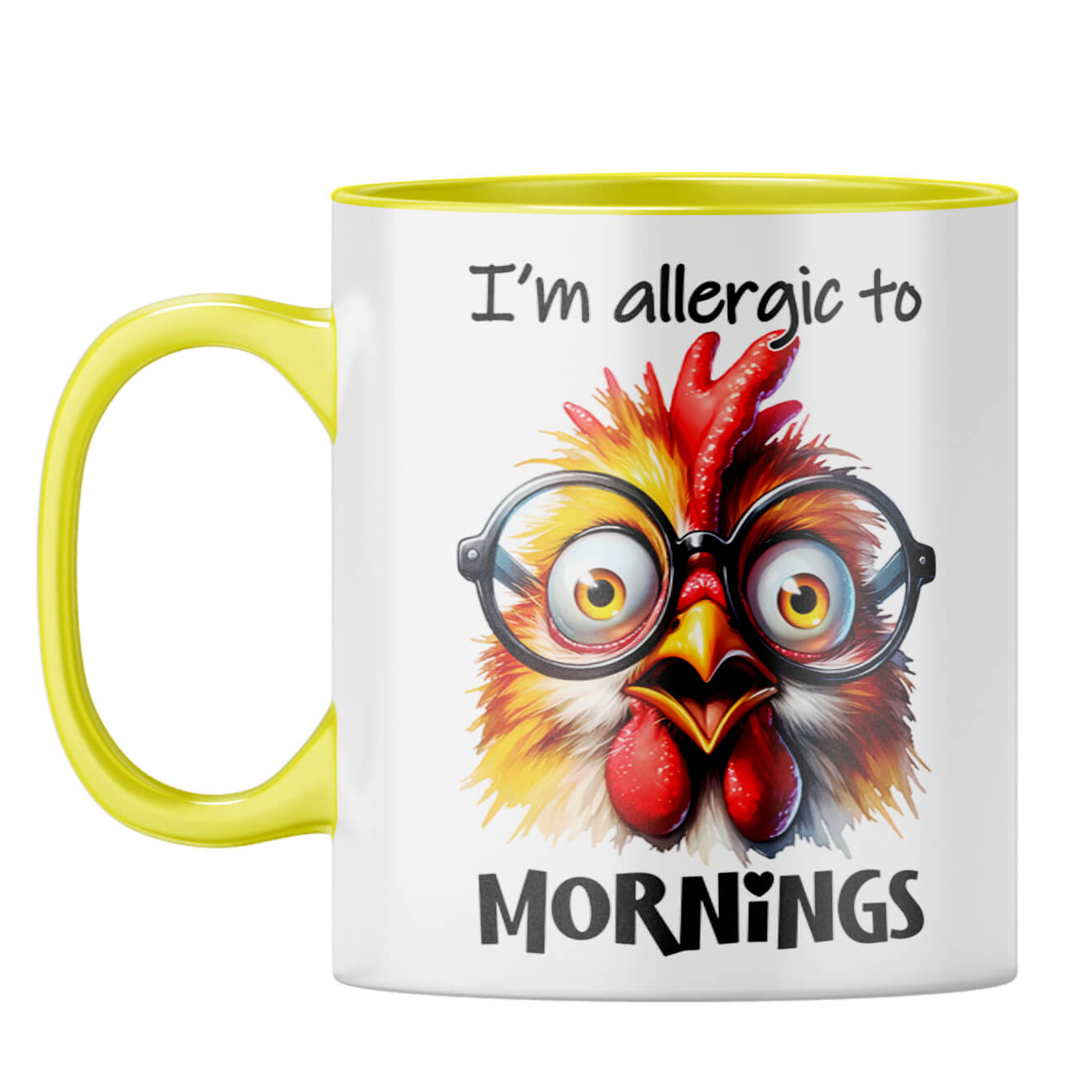 Allergic to Mornings Coffee Mug Yellow