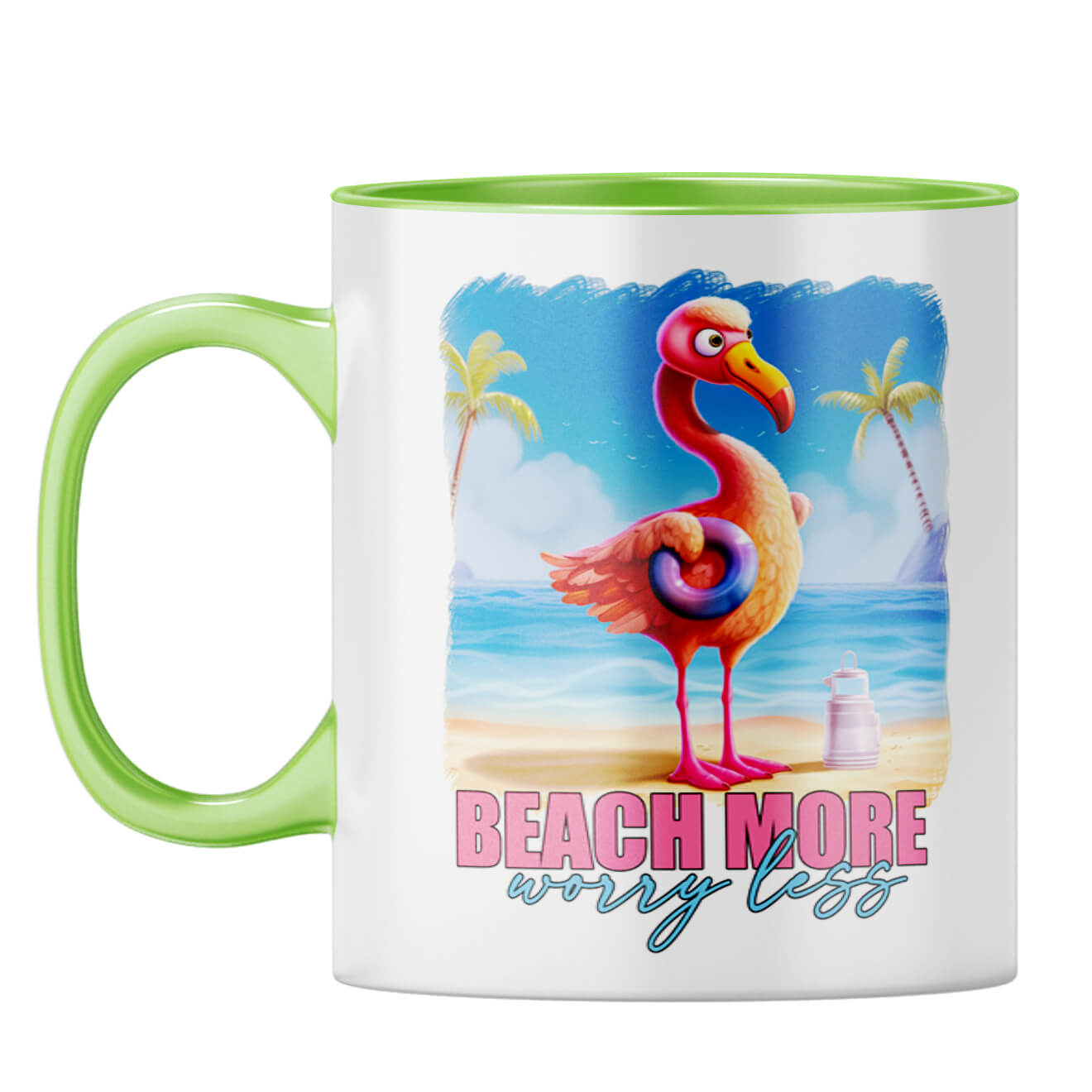 Beach More Worry Less Coffee Mug Light Green
