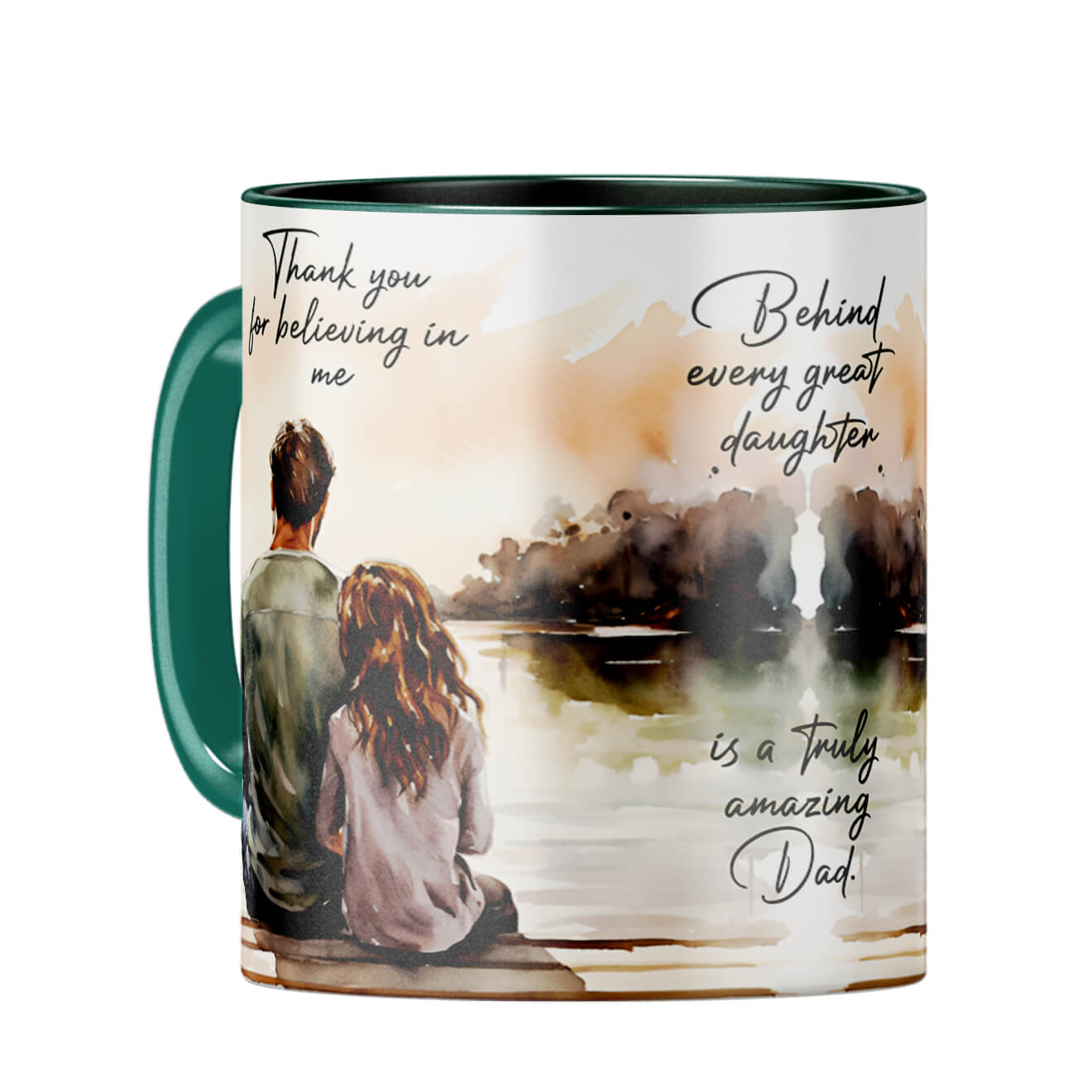 Behind Every Great Daughter Is Amazing Dad Coffee Mug Dark Green
