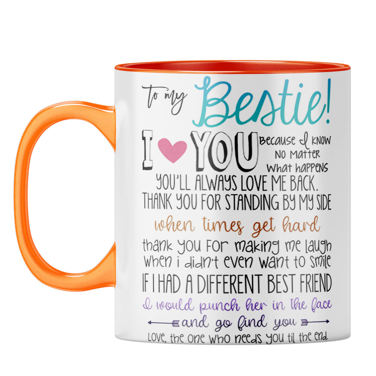 Bestie I Love You Coffee Mug Orange