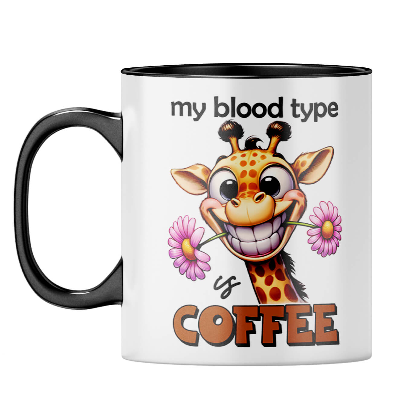 Blood Type is Coffee Coffee Mug Black