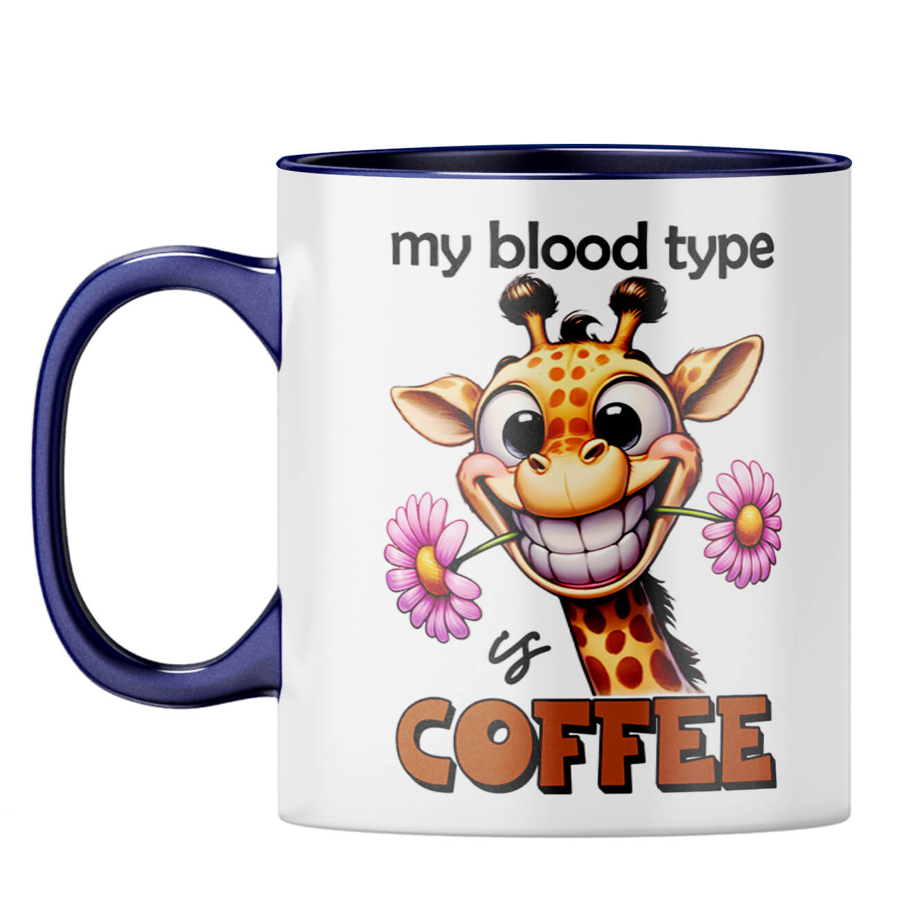 Blood Type is Coffee Coffee Mug Dark Blue