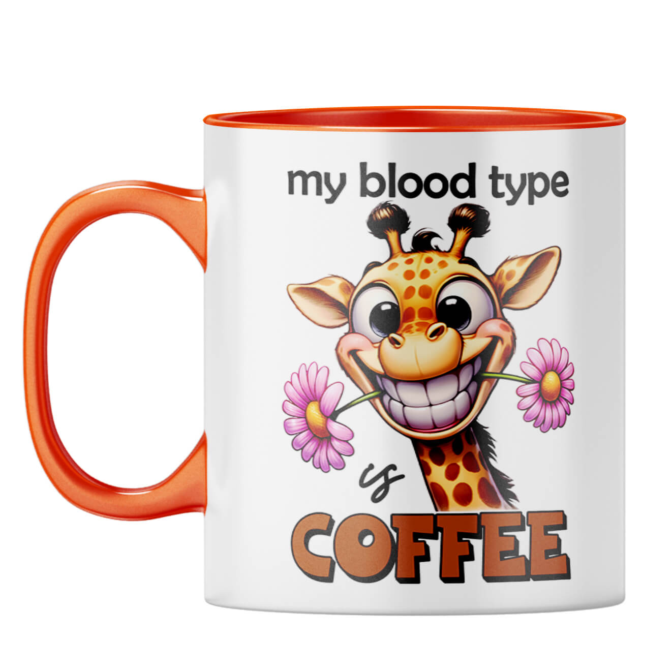 Blood Type is Coffee Coffee Mug Orange