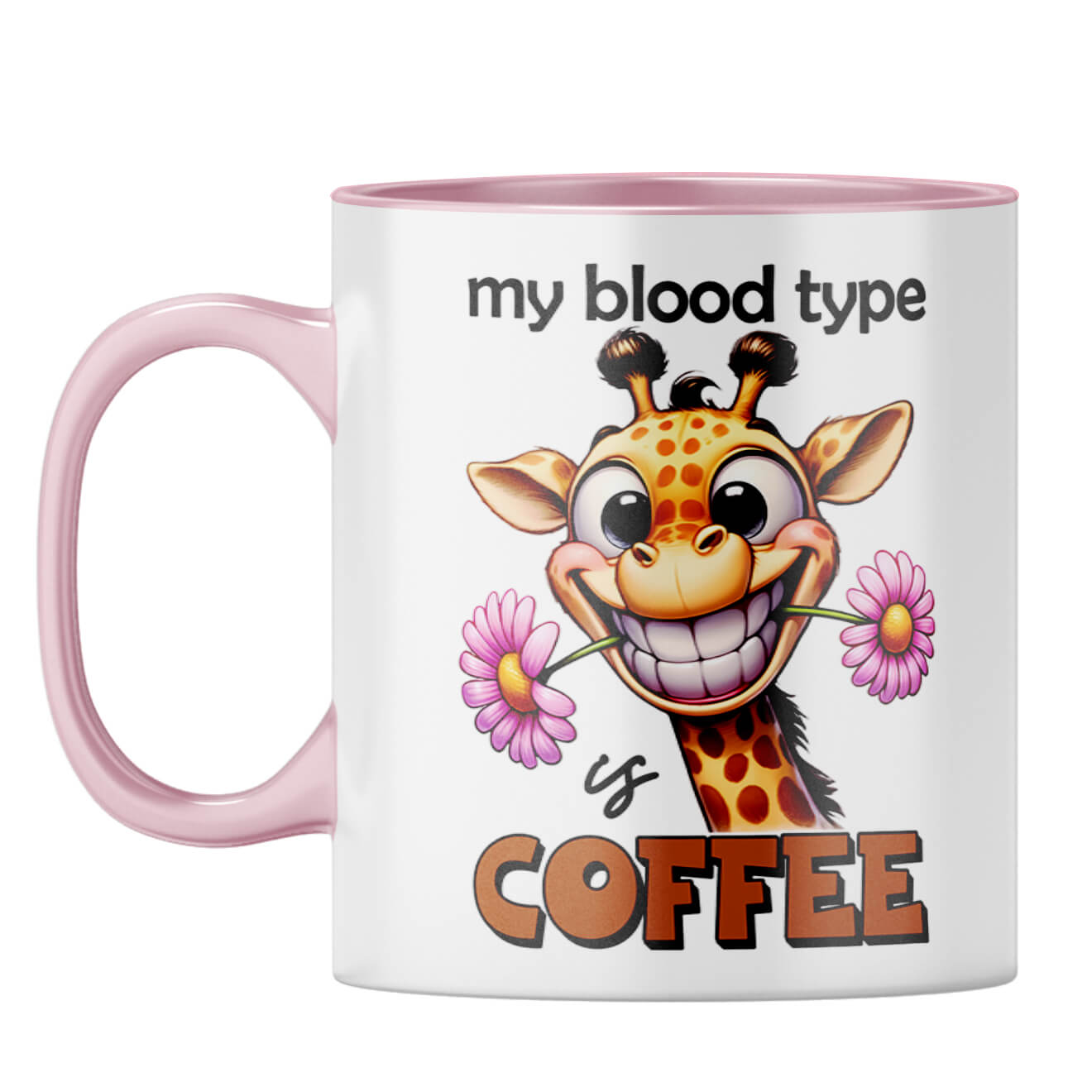 Blood Type is Coffee Coffee Mug Pink