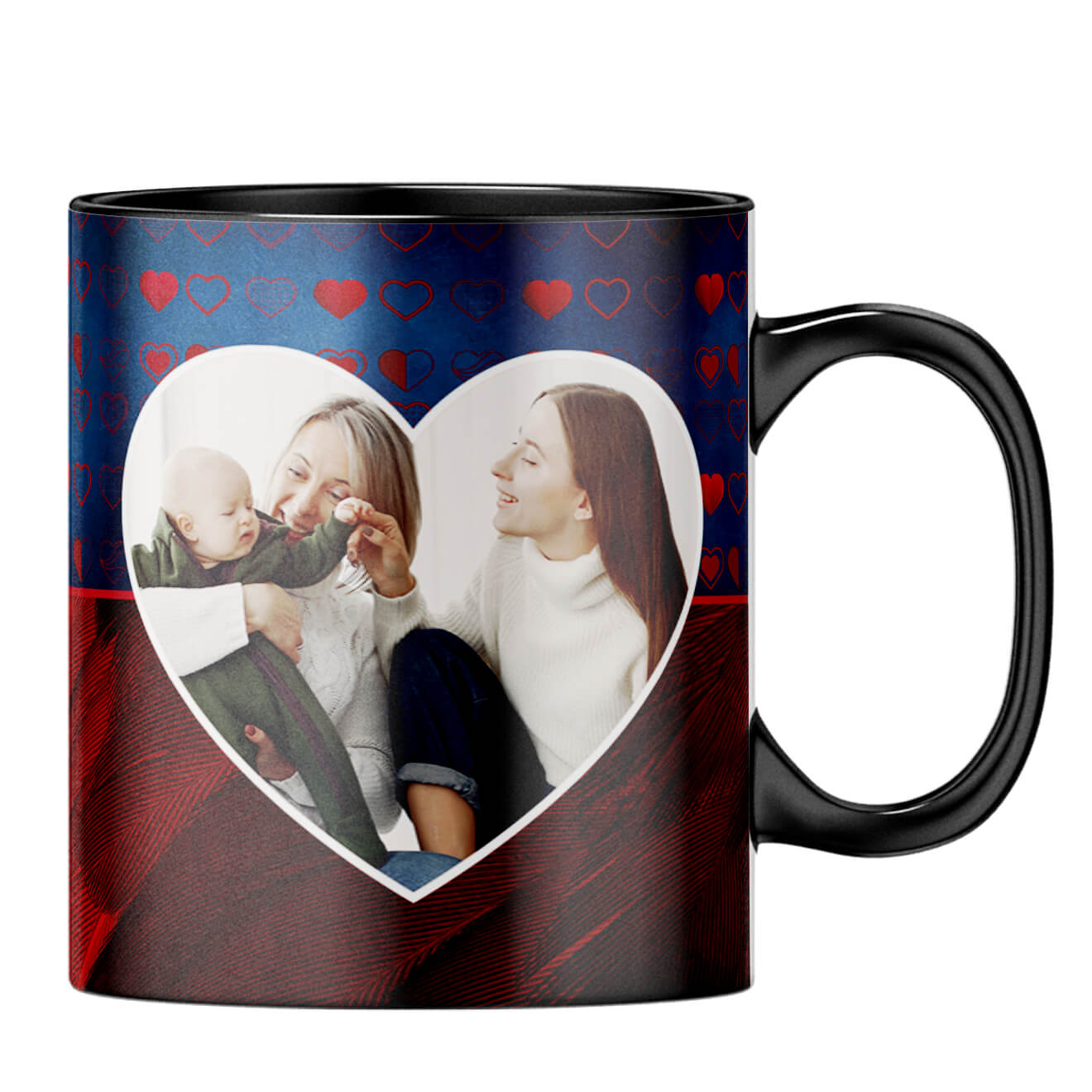 Blue Hearts Photo Coffee MugB-Black