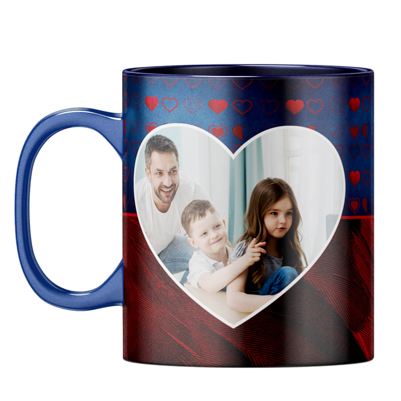 Blue Hearts Photo Coffee Mug Dark Blue