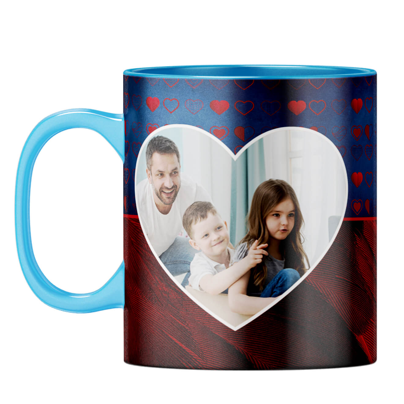 Blue Hearts Photo Coffee Mug Light Blue