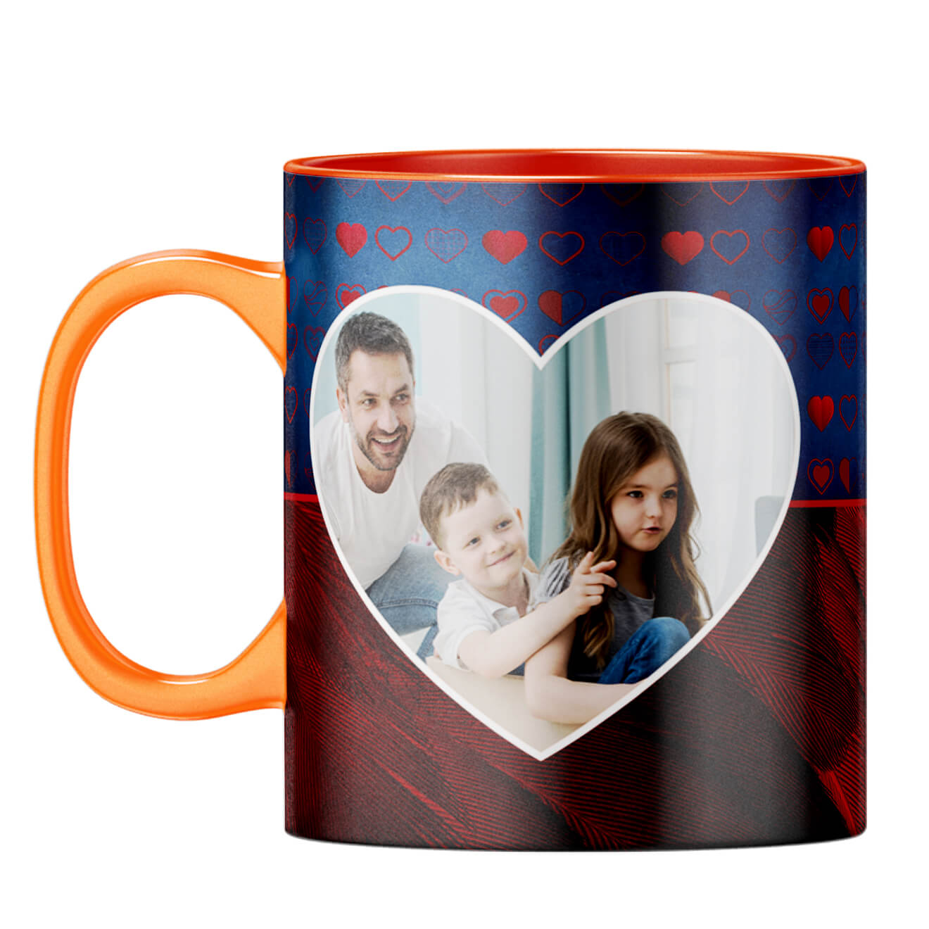 Blue Hearts Photo Coffee Mug Orange