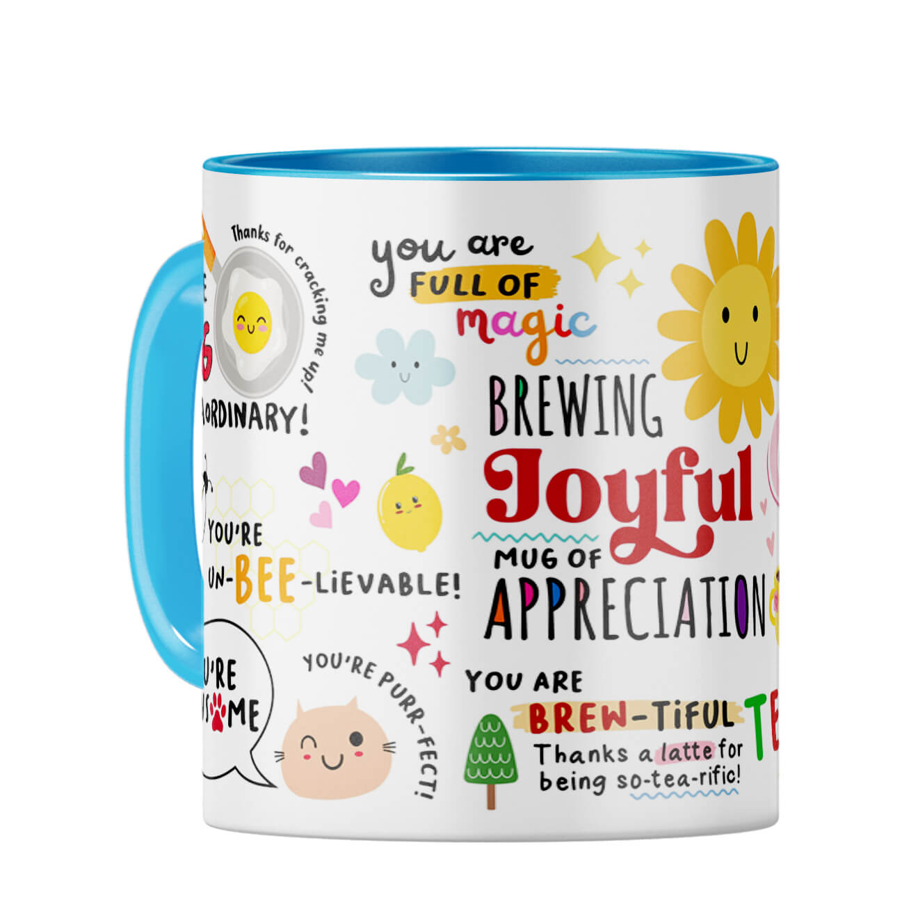 Brewing Joyful Appreciation Coffee Mug Light Blue