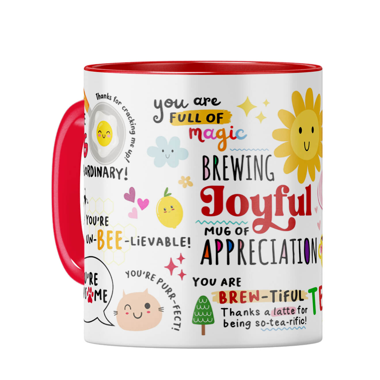 Brewing Joyful Appreciation Coffee Mug Red