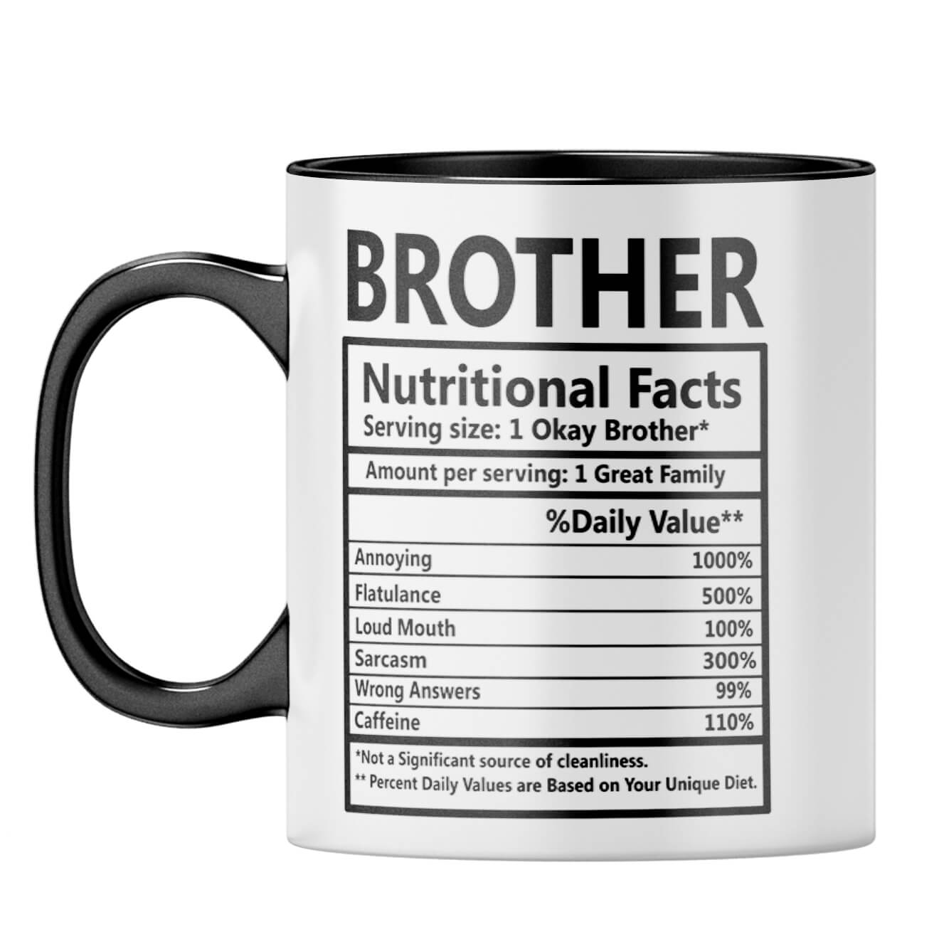 Brother Nutritional Fact Coffee Mug Black