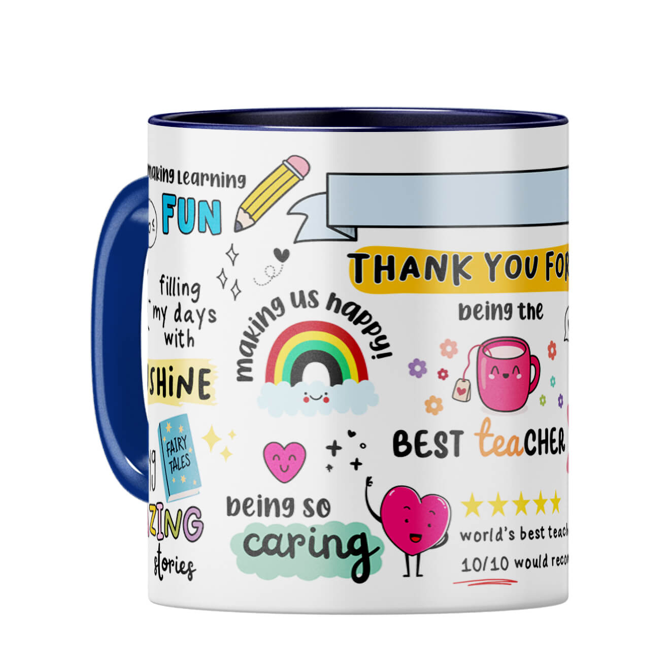 Customised Best Teacher Coffee Mug Dark Blue