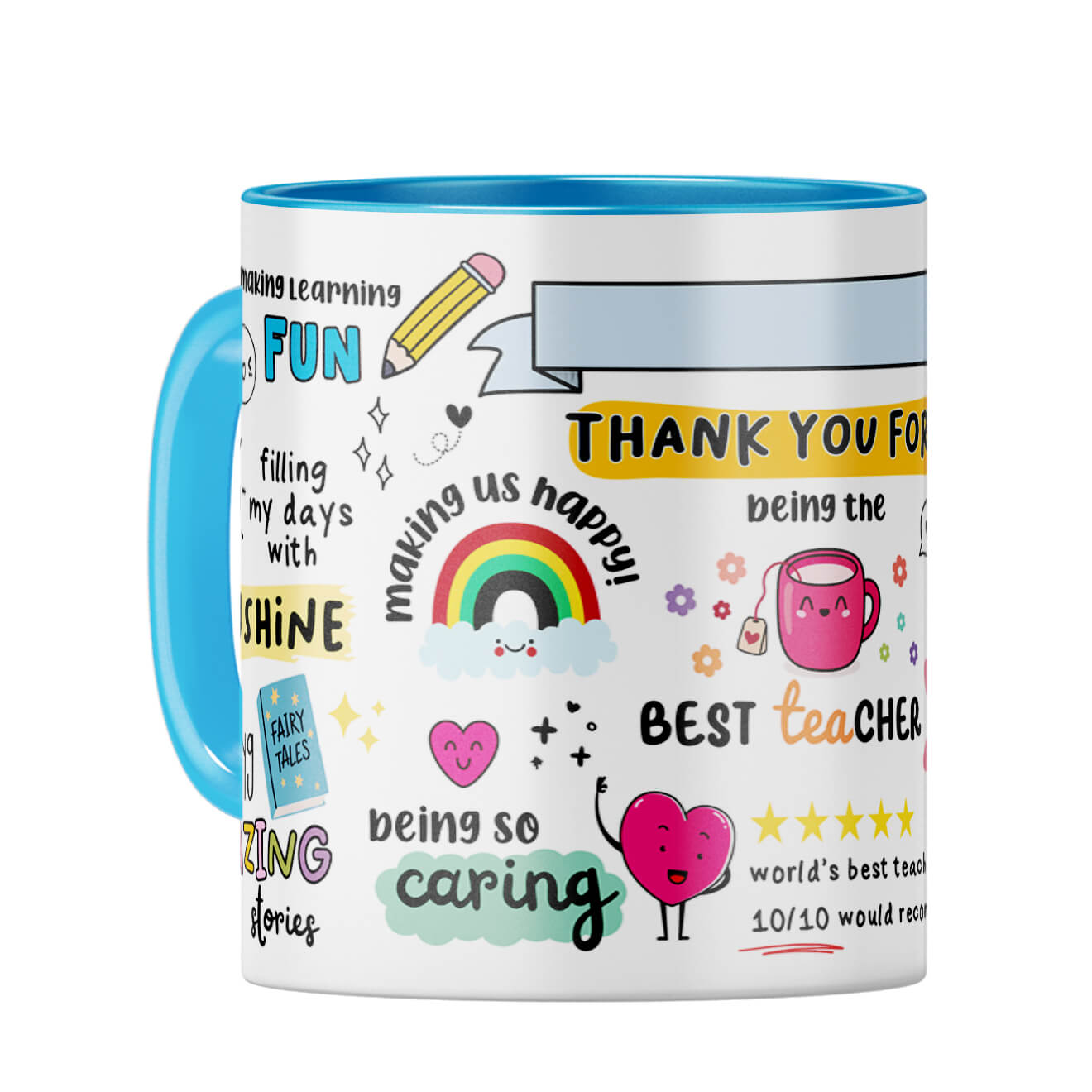 Customised Best Teacher Coffee Mug Light Blue