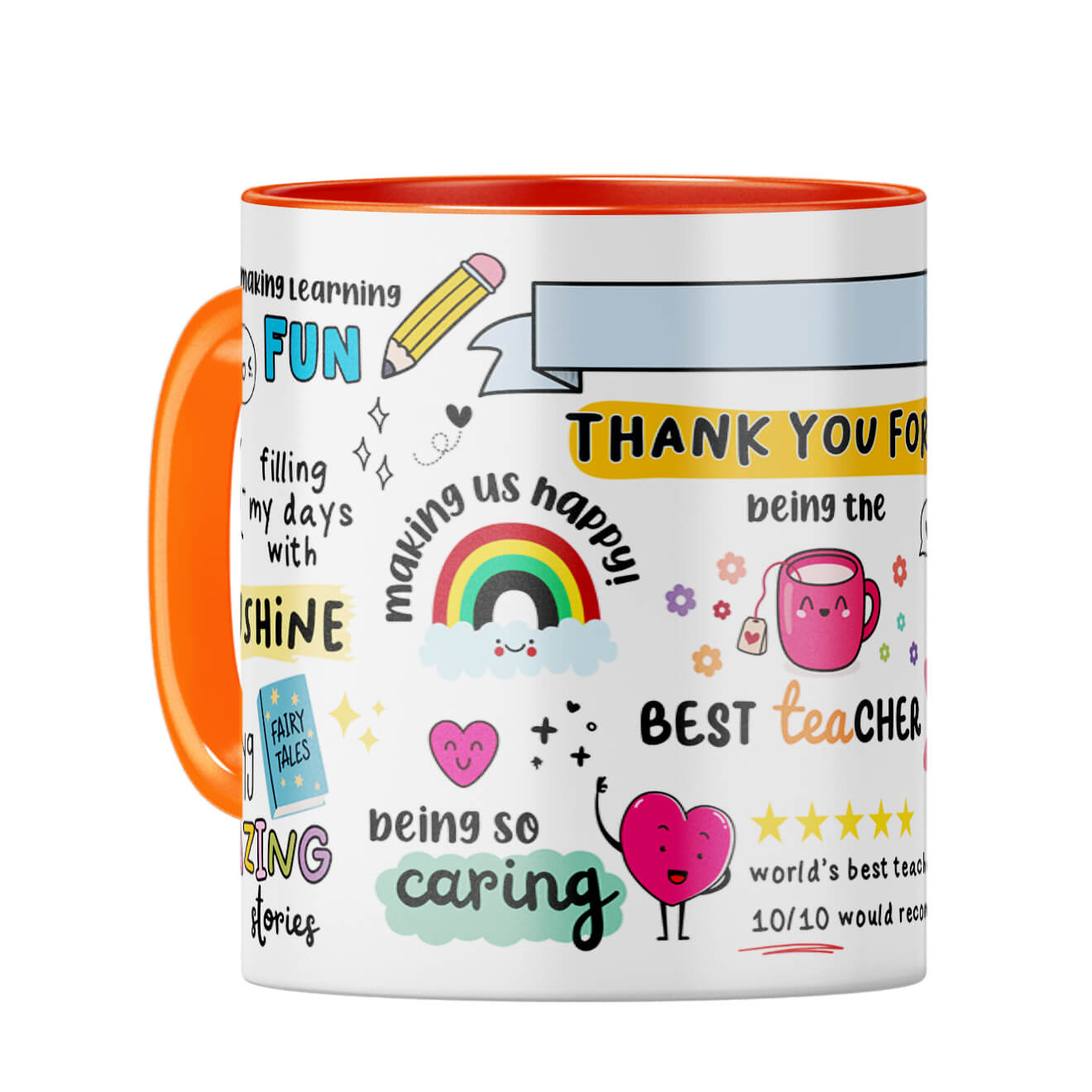 Customised Best Teacher Coffee Mug Orange