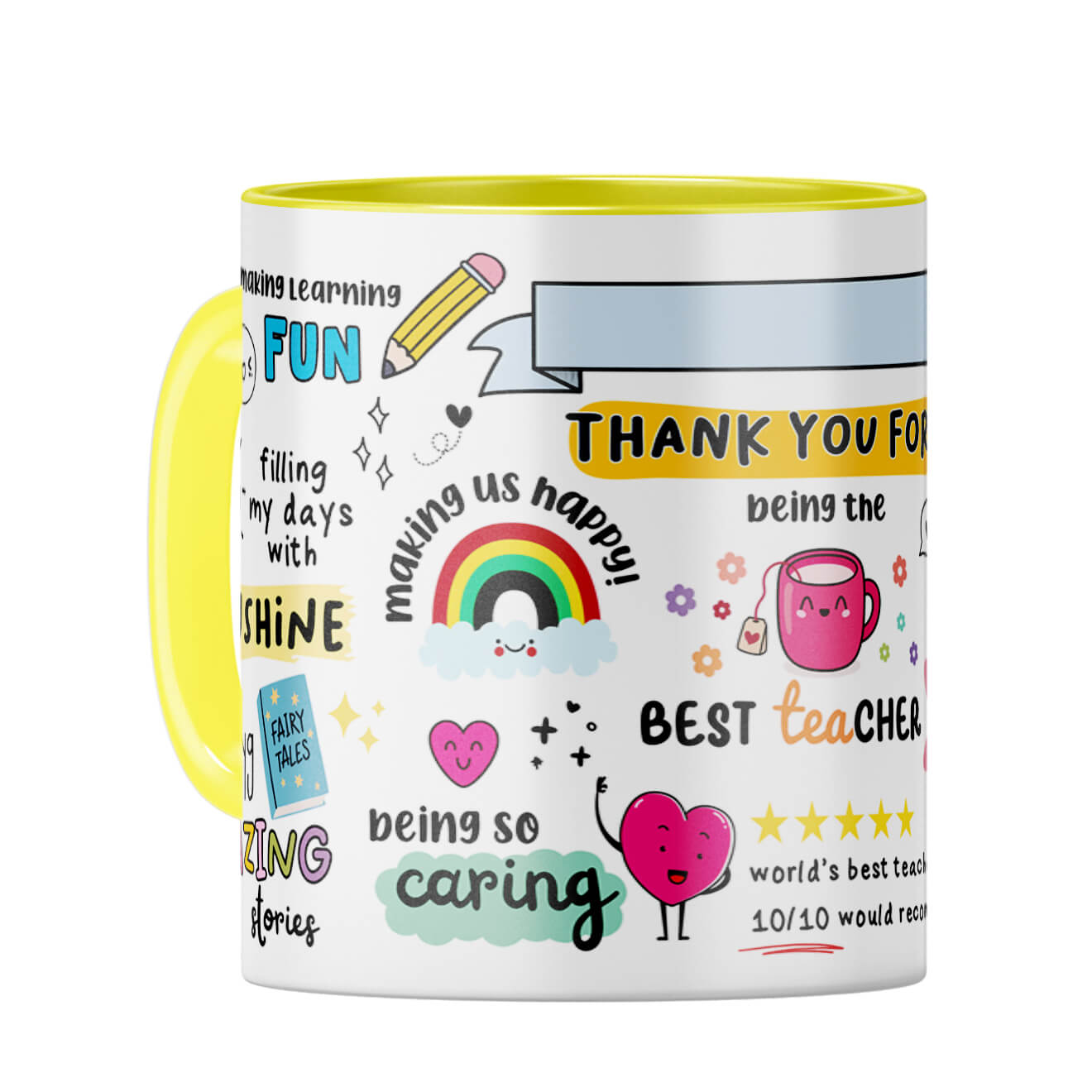 Customised Best Teacher Coffee Mug Yellow