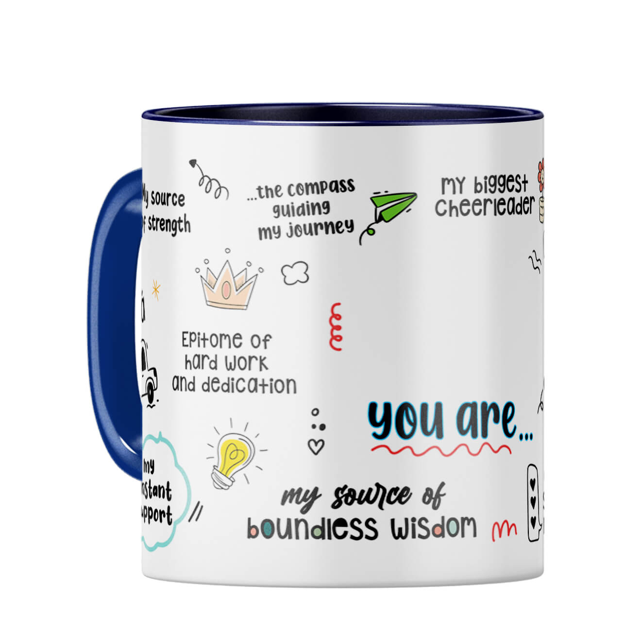 Customised Dad You Are The World Coffee Mug Dark Blue