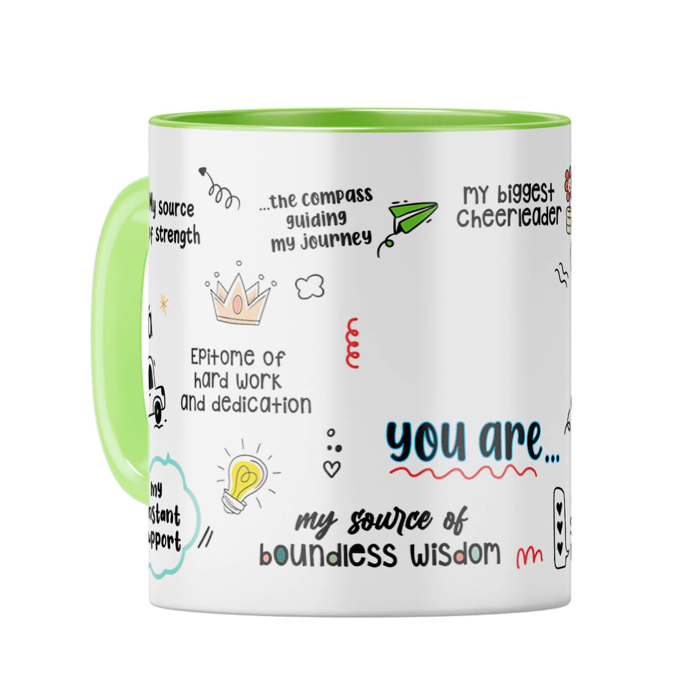 Customised Dad You Are The World Coffee Mug Light Green