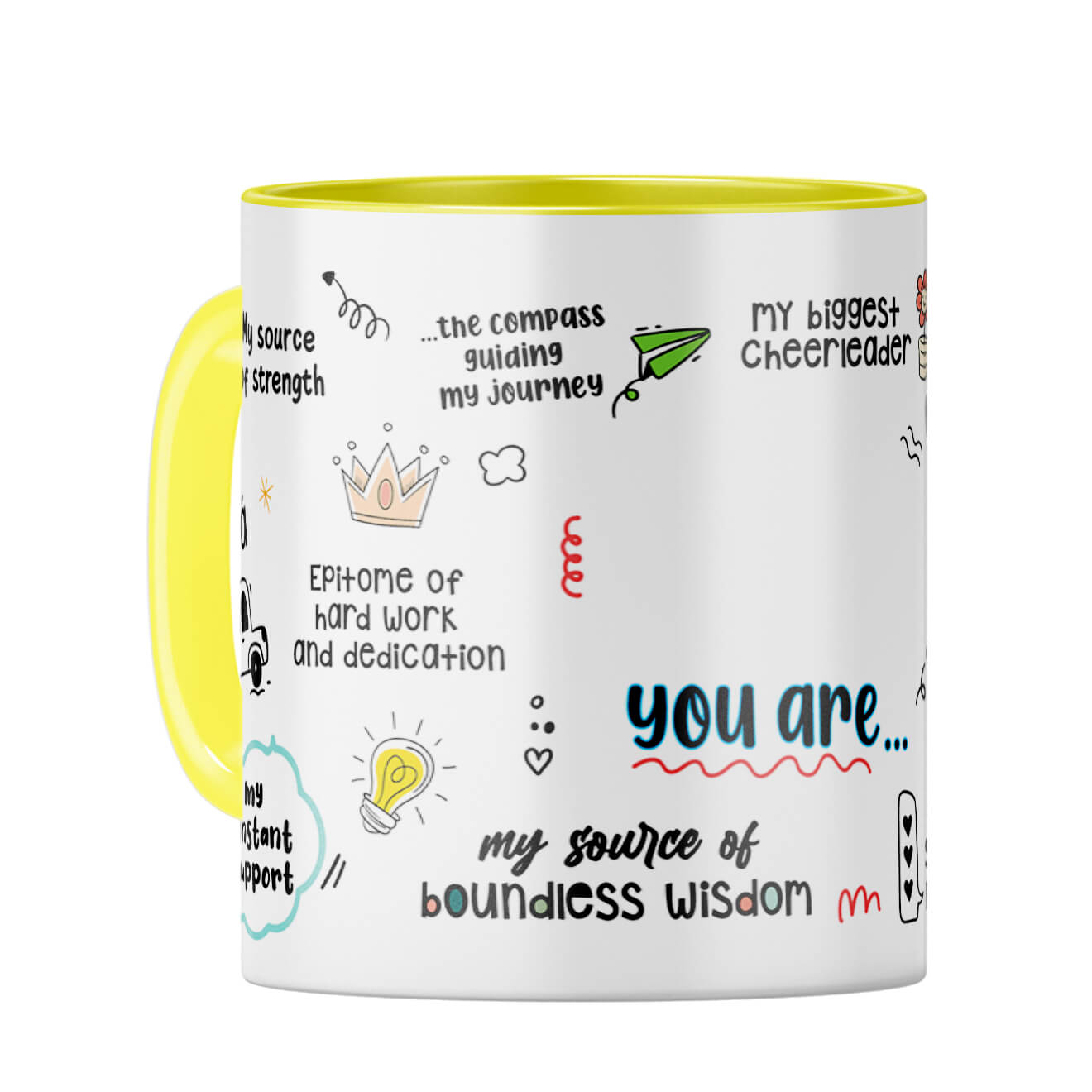 Customised Dad You Are The World Coffee Mug Yellow