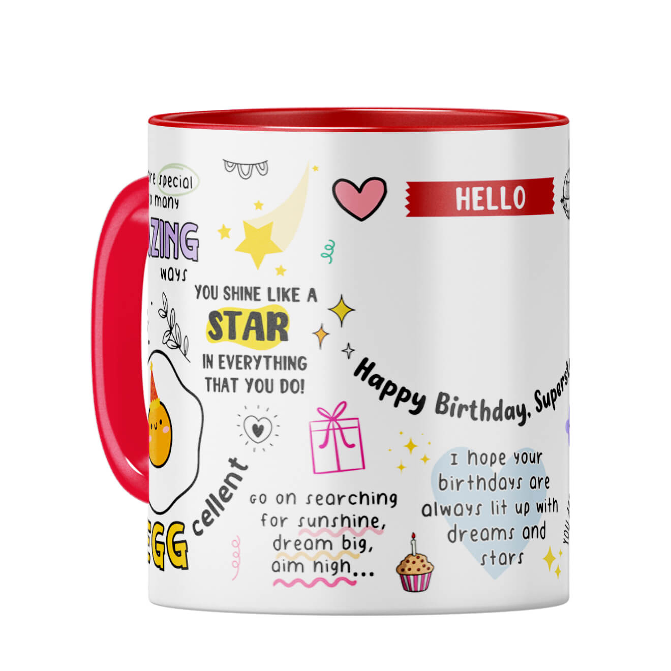 Customised Happy Birthday Superstar Coffee Mug Red