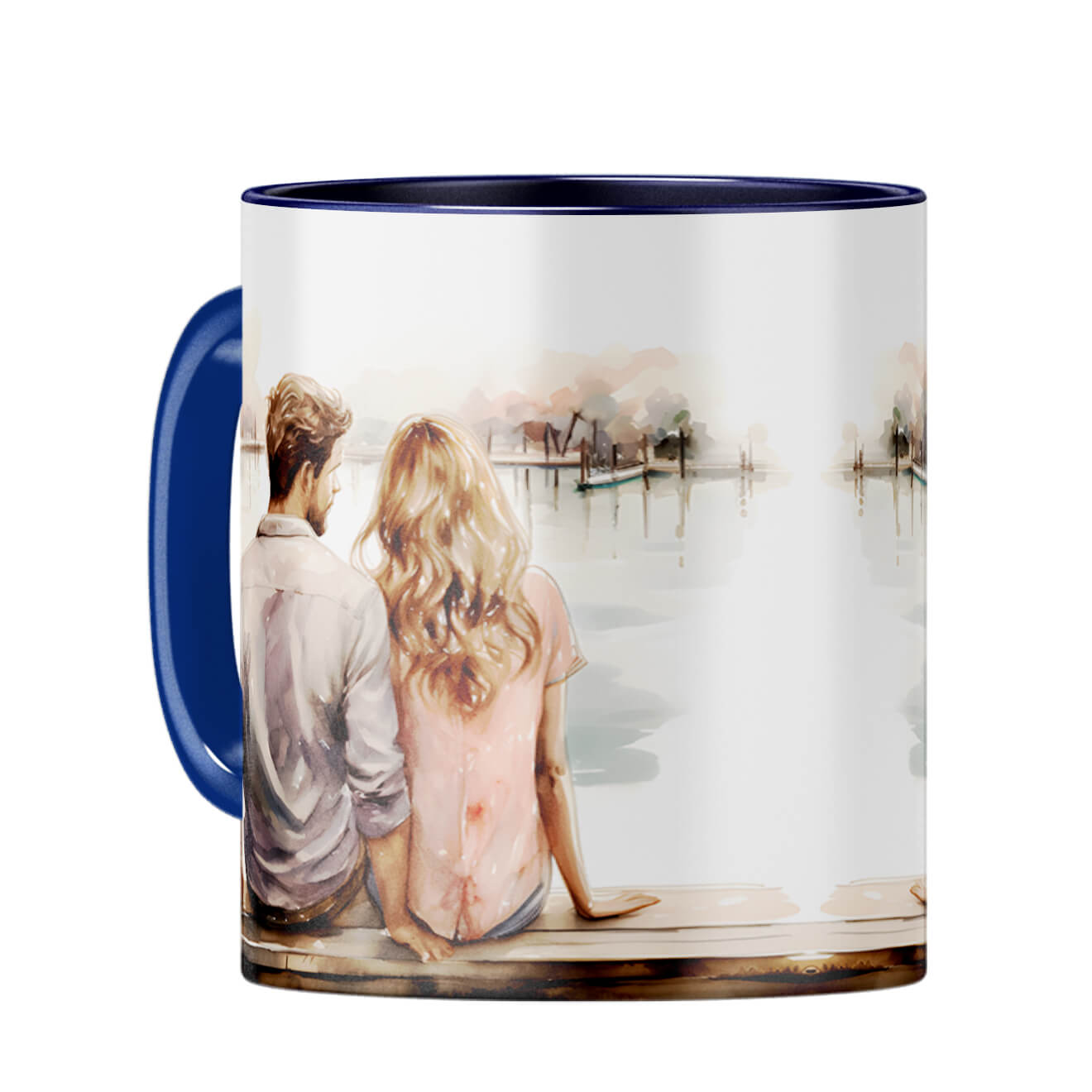Customised Luv Message Coffee Mug Dark Blue