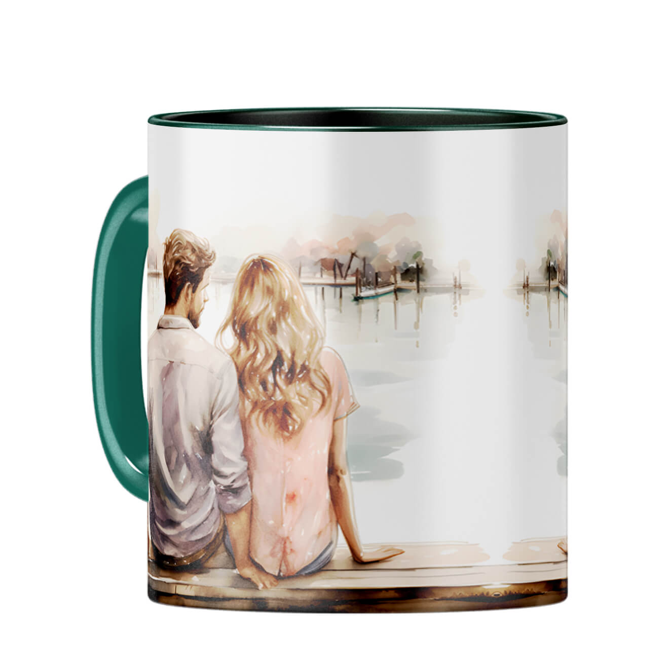 Customised Luv Message Coffee Mug Dark Green
