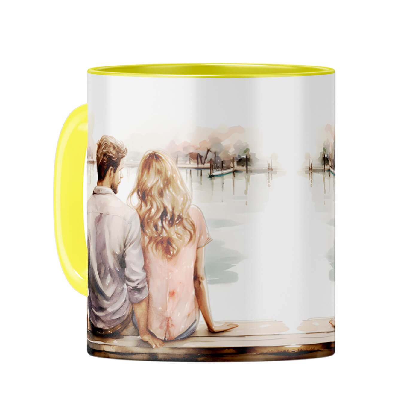 Customised Luv Message Coffee Mug Yellow