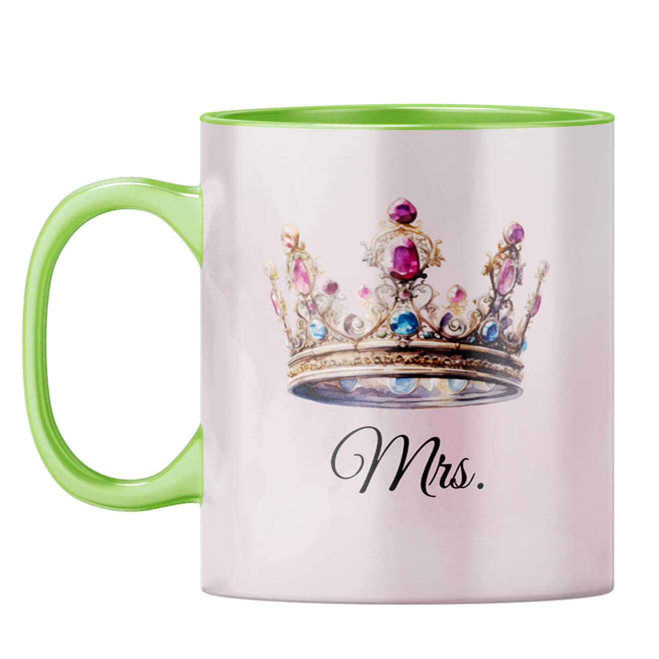 Customised Name Mrs Coffee Mug Light Green