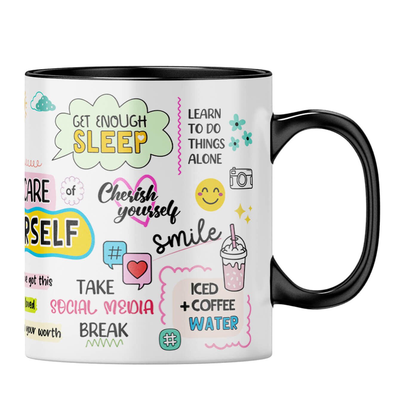 Customised Name Take Care Yourself Coffee MugB-Black
