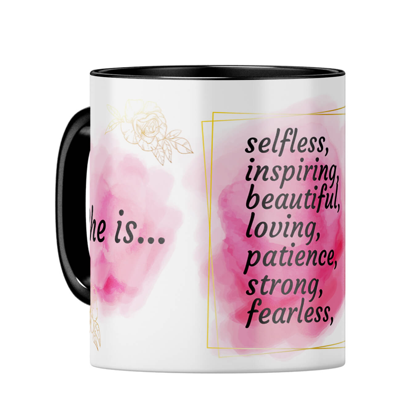 Customised She Is Strong Woman Coffee Mug Black