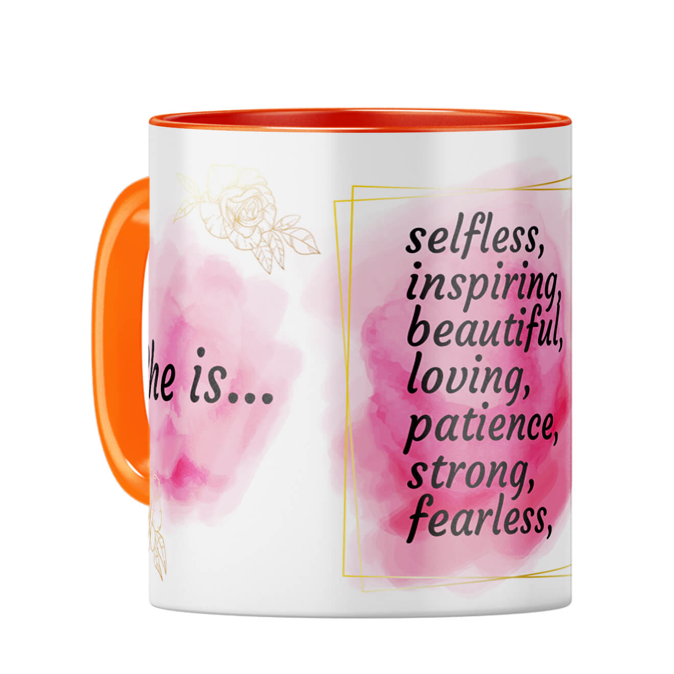 Customised She Is Strong Woman Coffee Mug Orange