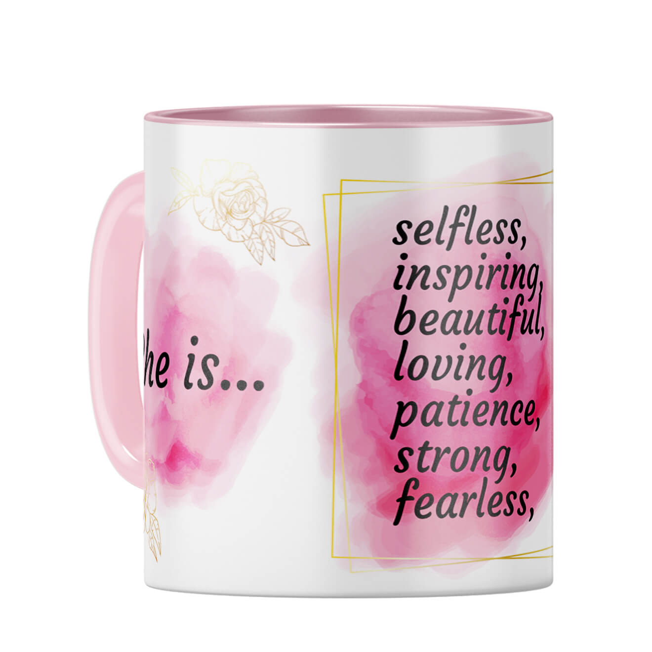 Customised She Is Strong Woman Coffee Mug Pink