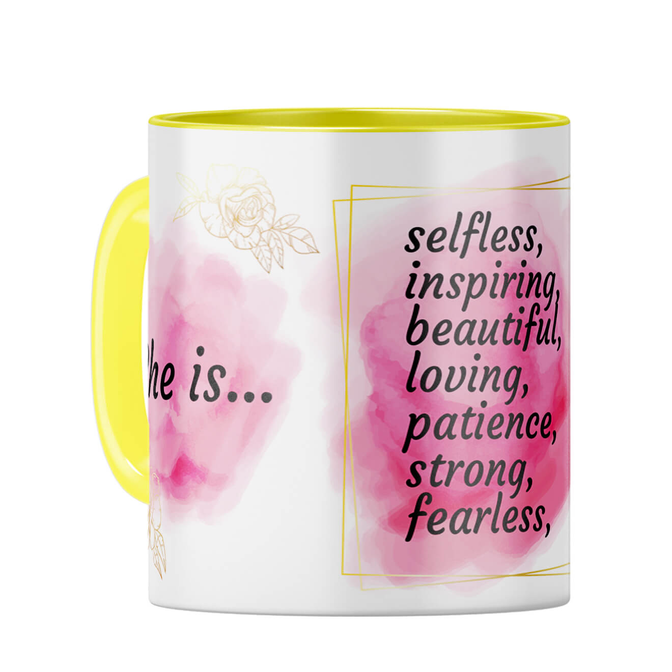 Customised She Is Strong Woman Coffee Mug Yellow