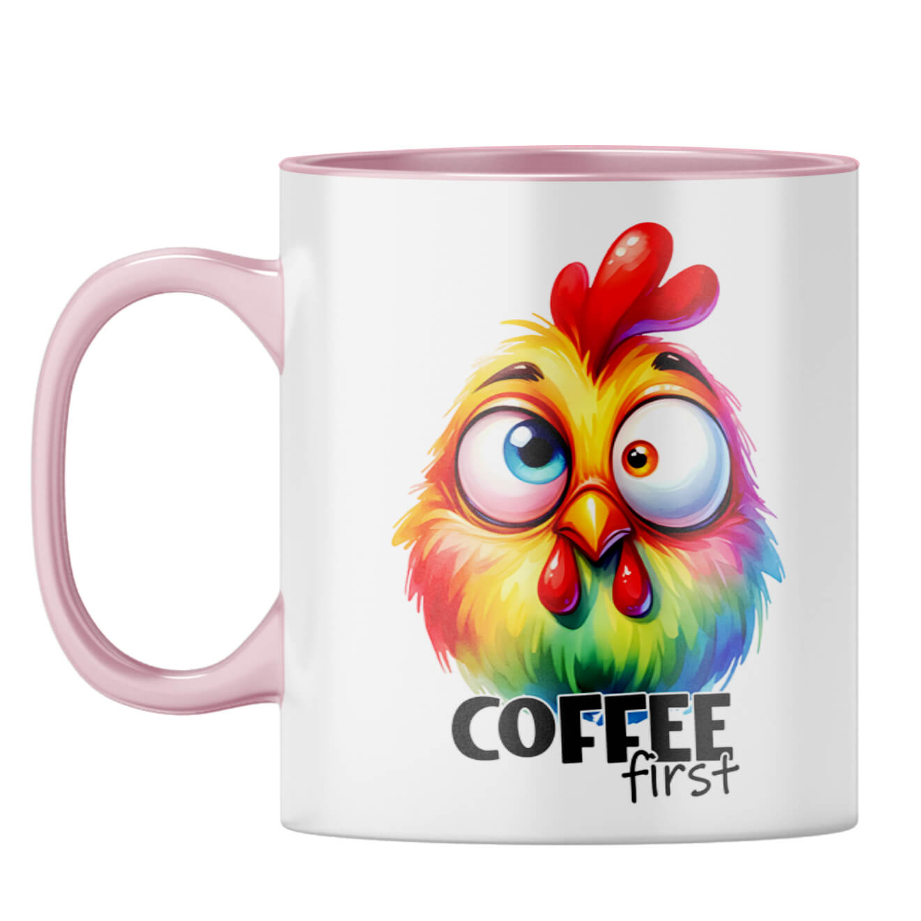 Cute Coffee First Coffee Mug Pink