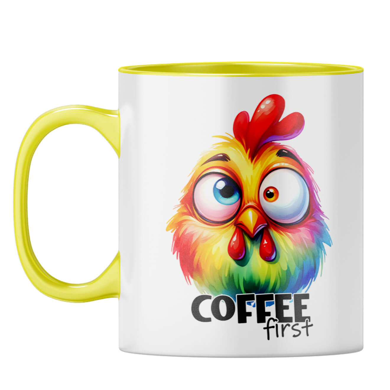 Cute Coffee First Coffee Mug Yellow