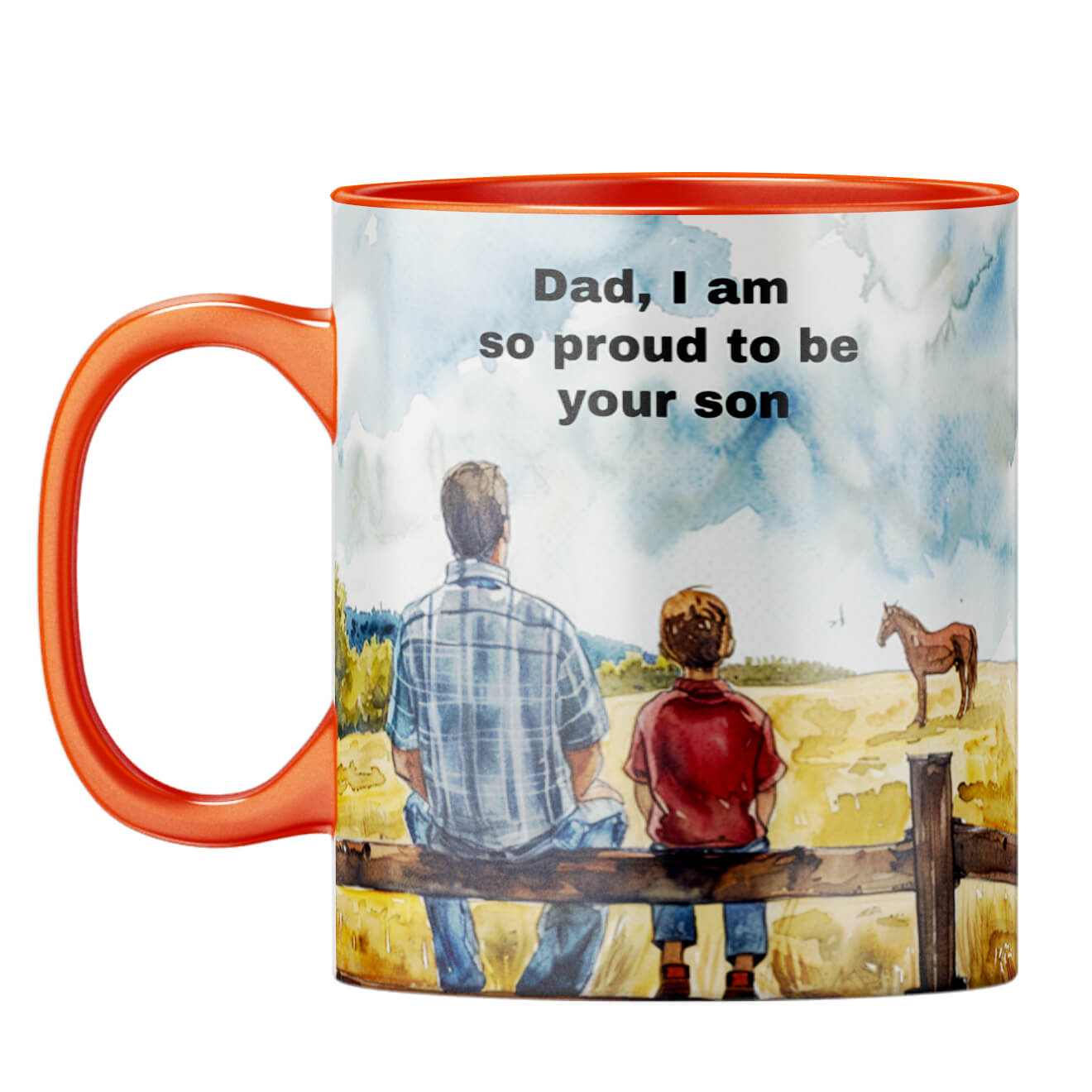 Dad I Am Proud to Be Your Son Coffee Mug Orange