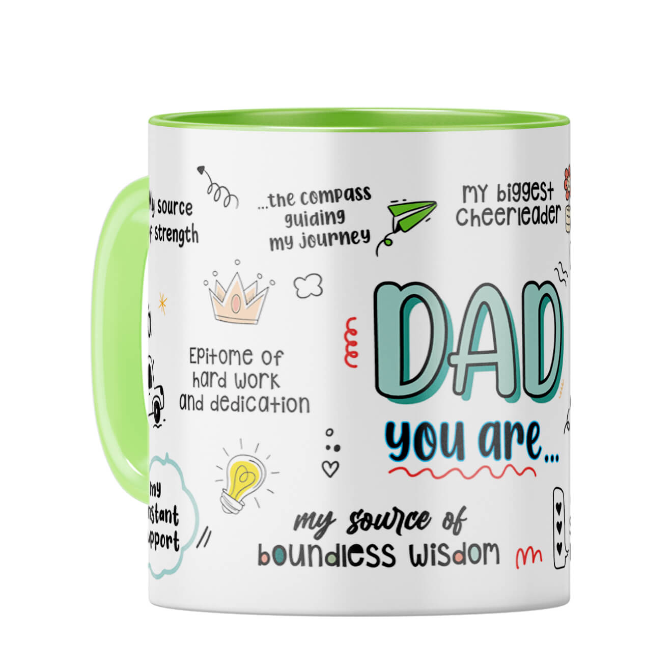 Dad You Are The World Coffee Mug Light Green