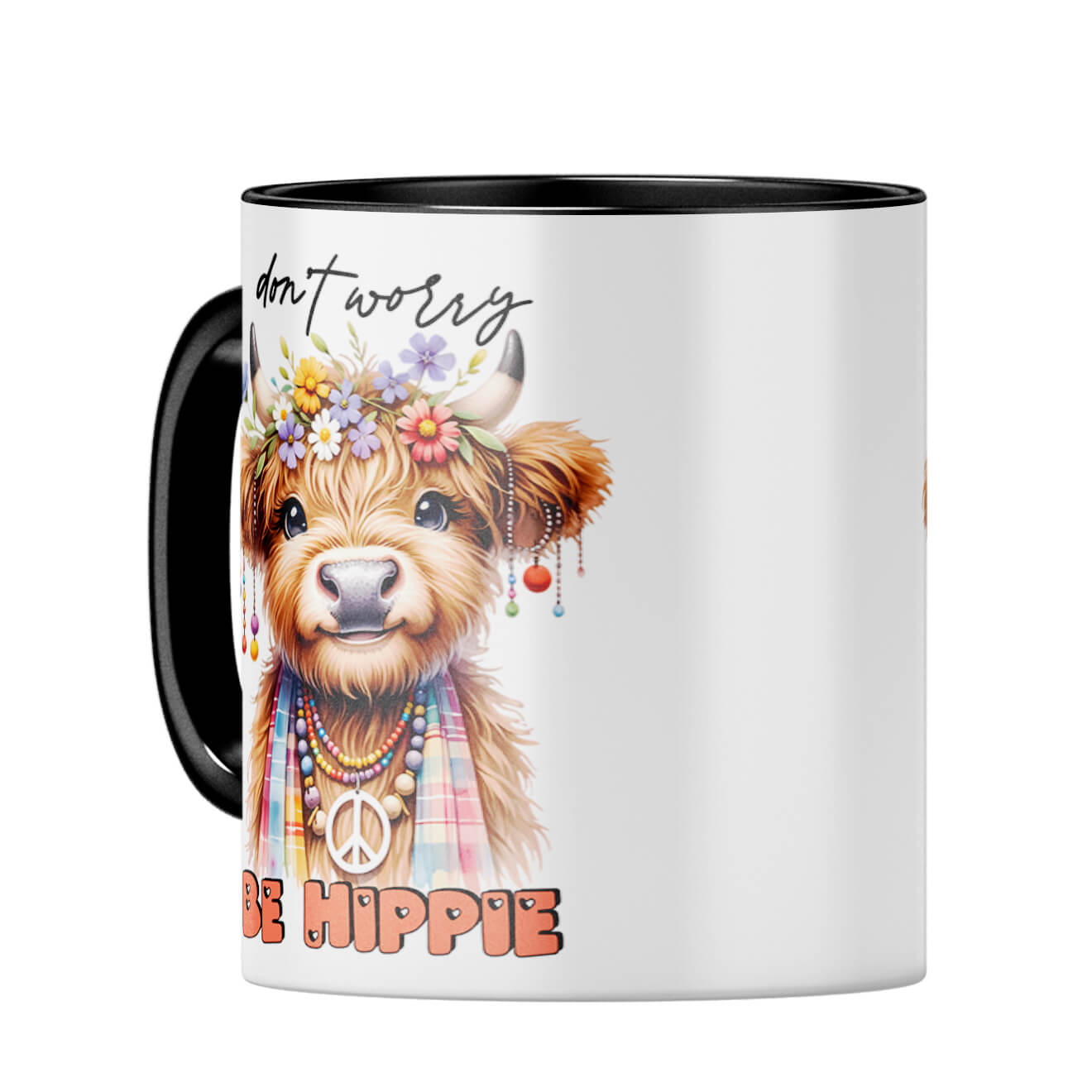 Dont Worry Be Hippie Coffee MugC-Black