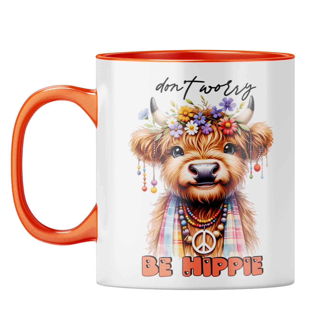 Dont Worry Be Hippie Coffee Mug Orange
