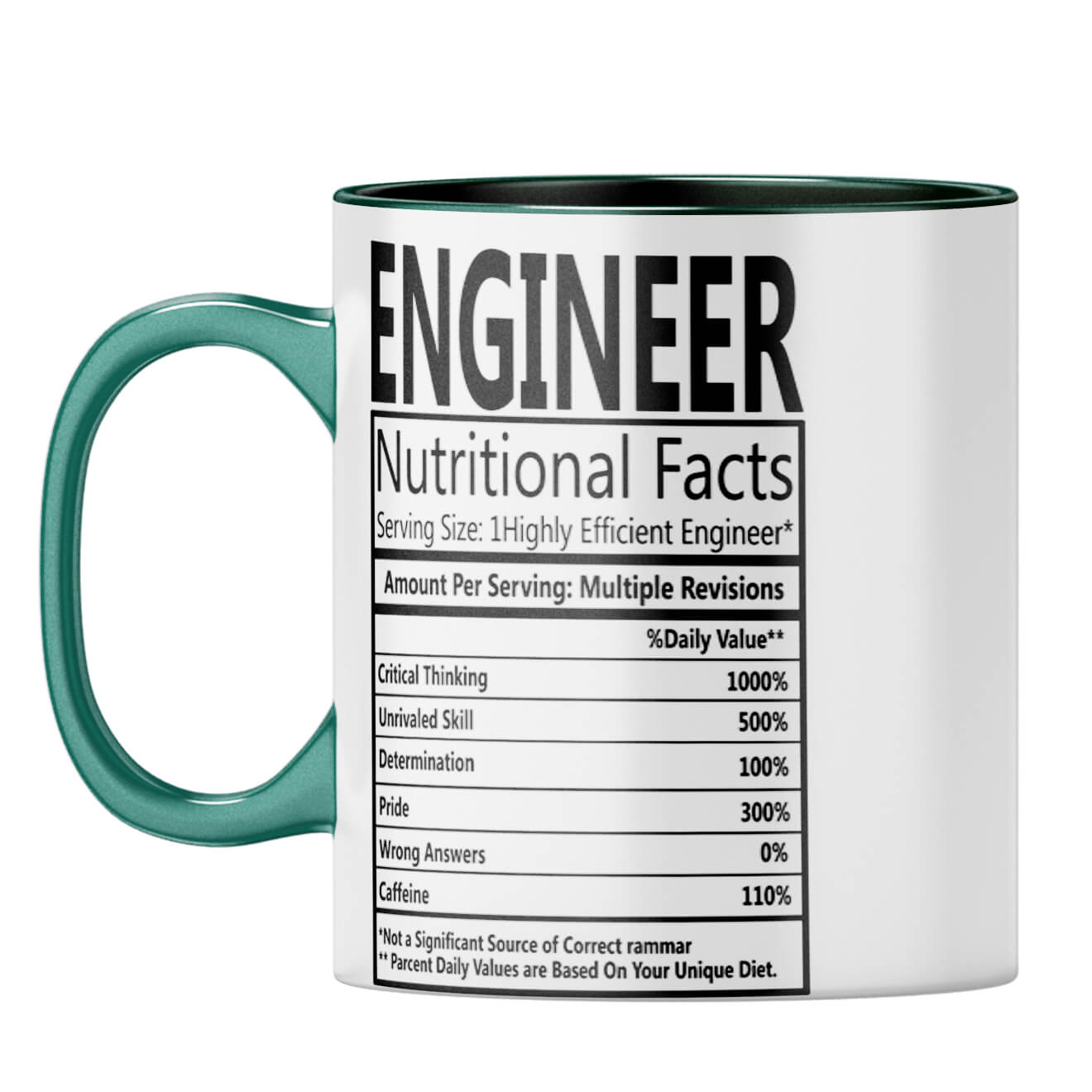 Engineer Nutritional Fact Coffee Mug Dark Green
