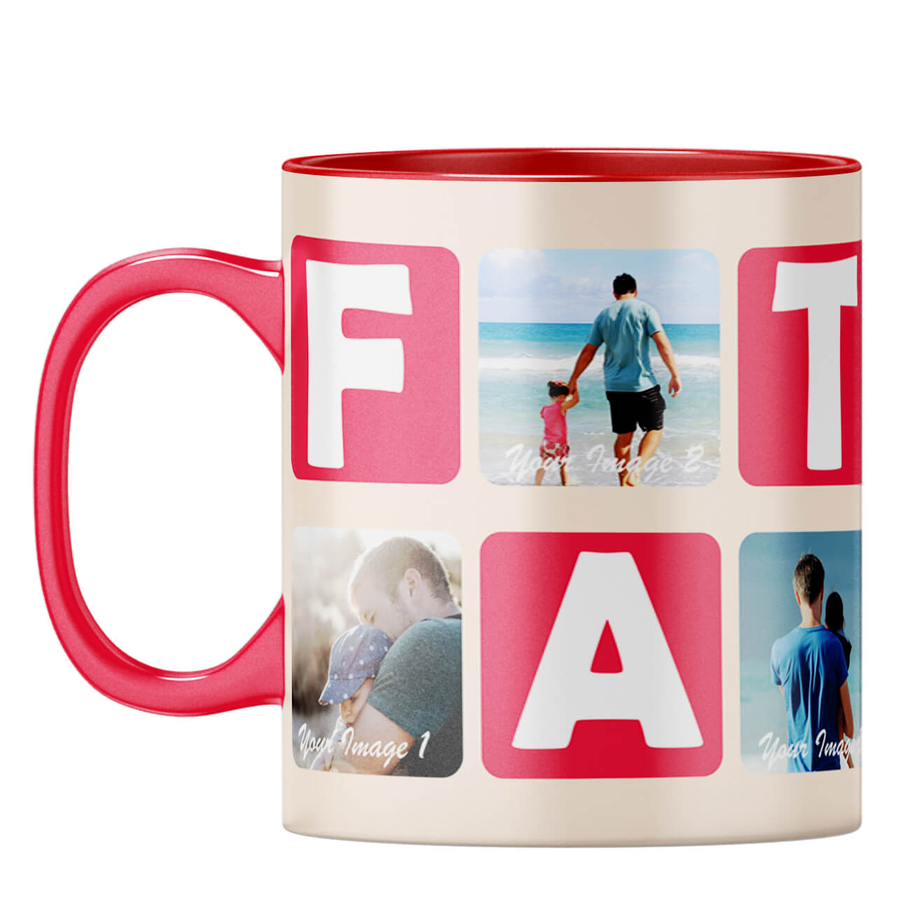 Father Collage Coffee Mug Red