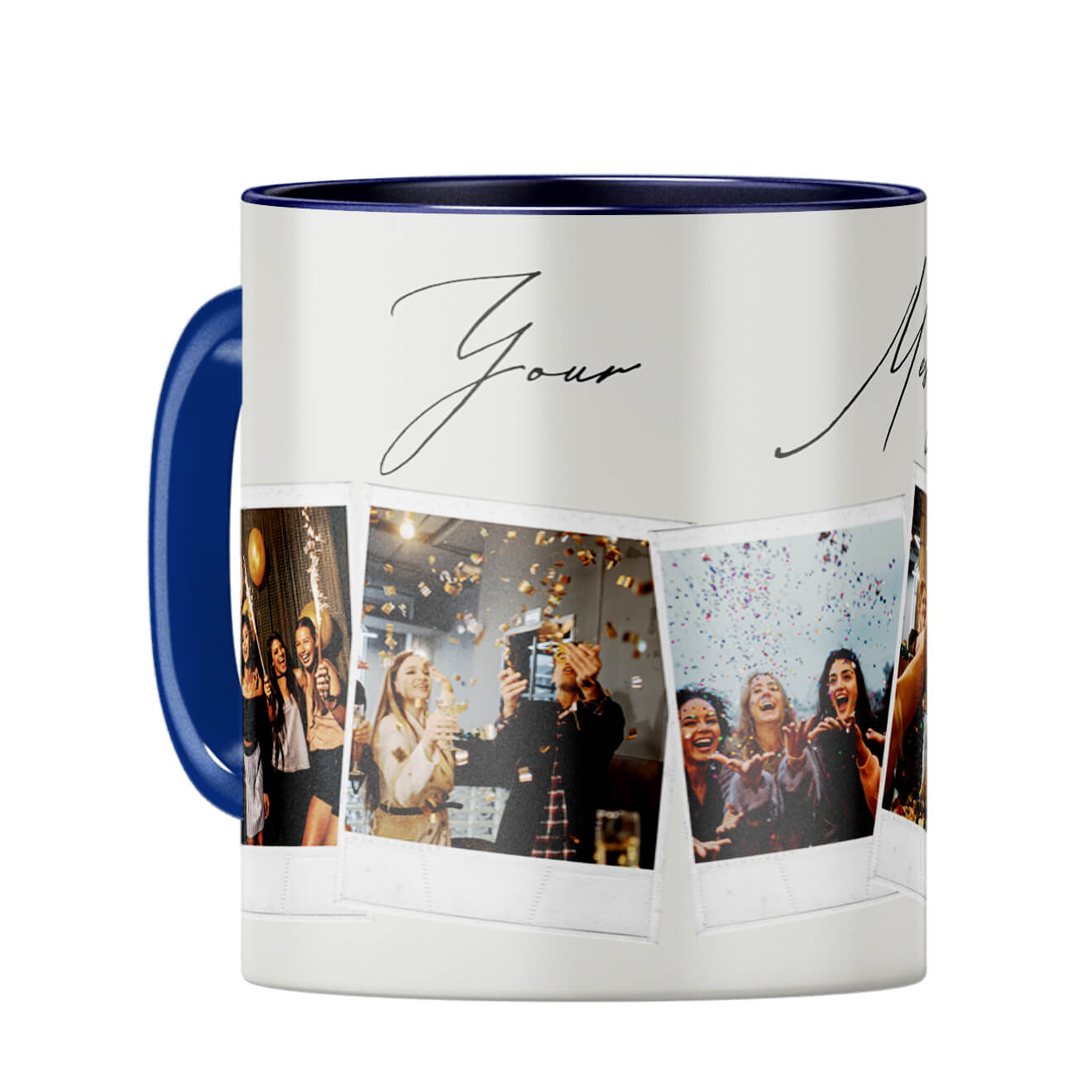 Five Photos Coffee Mug Dark Blue