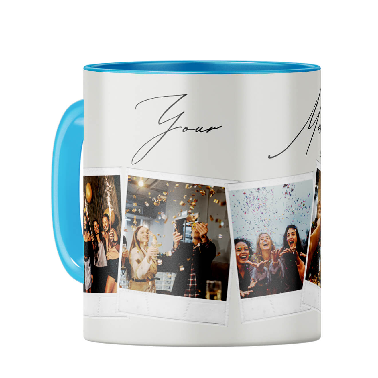 Five Photos Coffee Mug Light Blue