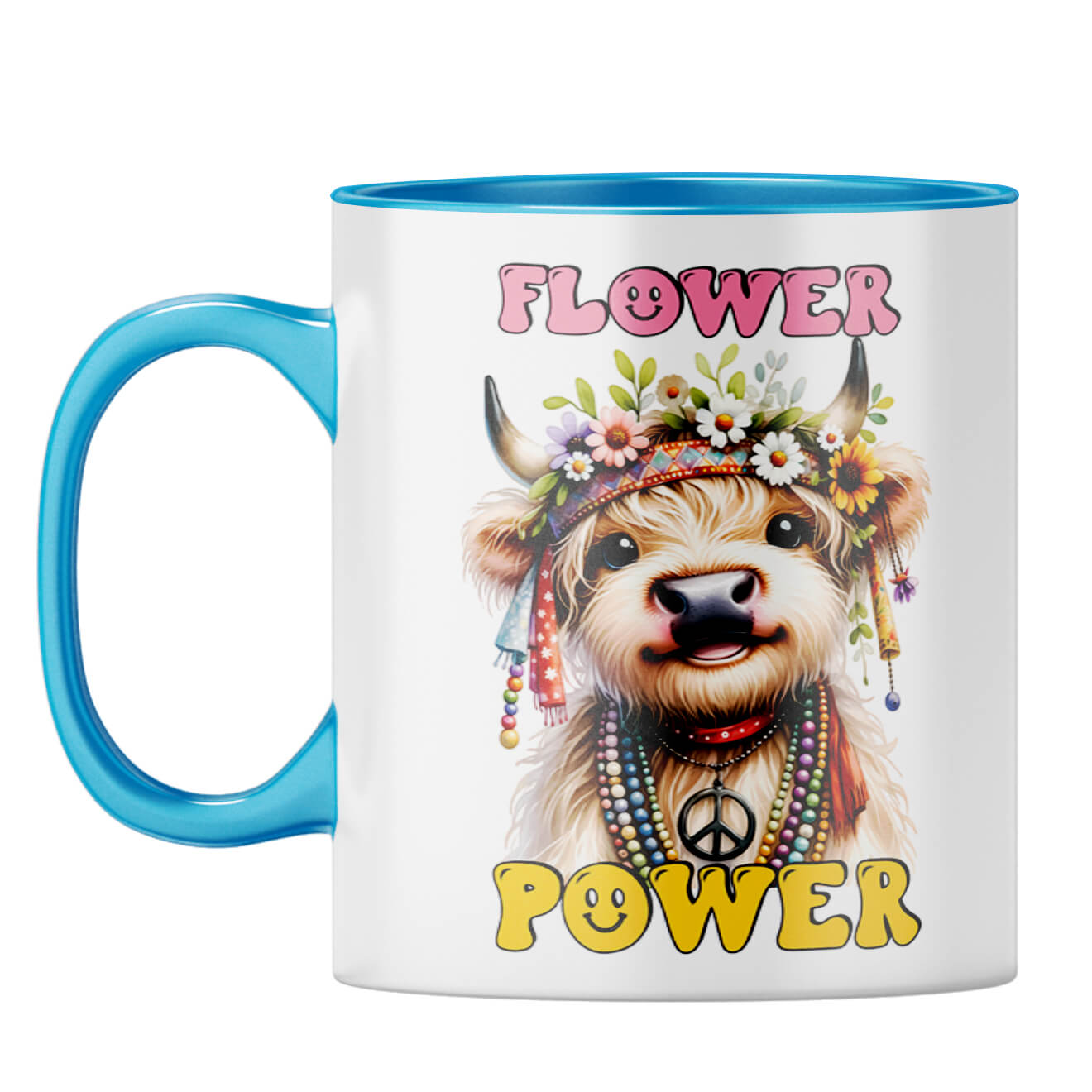 Flower Power Coffee Mug Light Blue